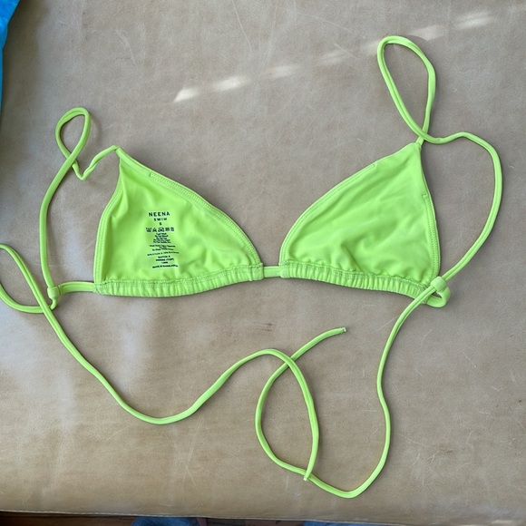 NEENA SWIM Women's Vista Micro Triangle Bikini Top  and Bottoms Size S in Lime - Picture 4 of 8